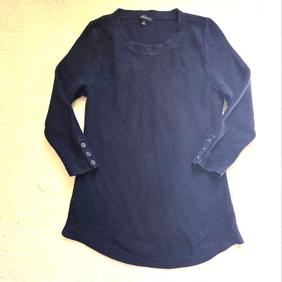 Talbots Navy 3/4 Sleeve Cotton Sweater - Picture 1 of 4